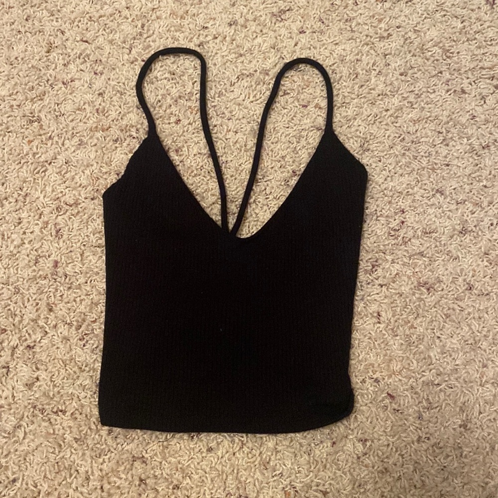 GARAGE black open back crossover tank top